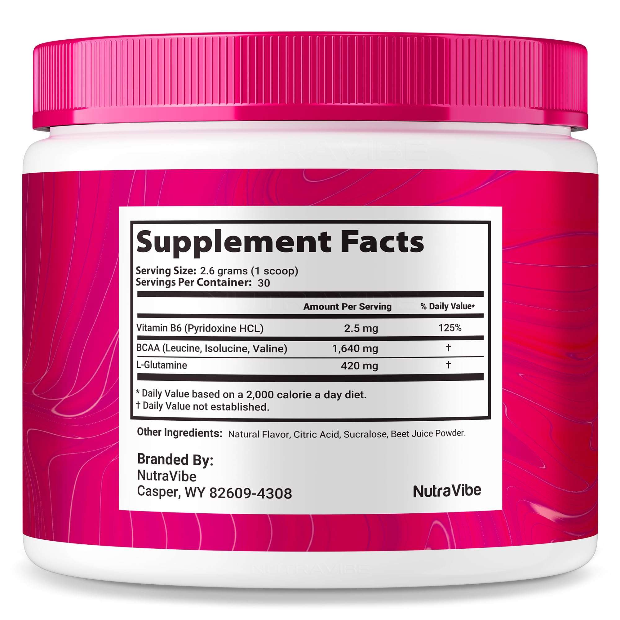 NutraVibe Pink Salt Blend powder adds flavor with mineral balance for workouts.