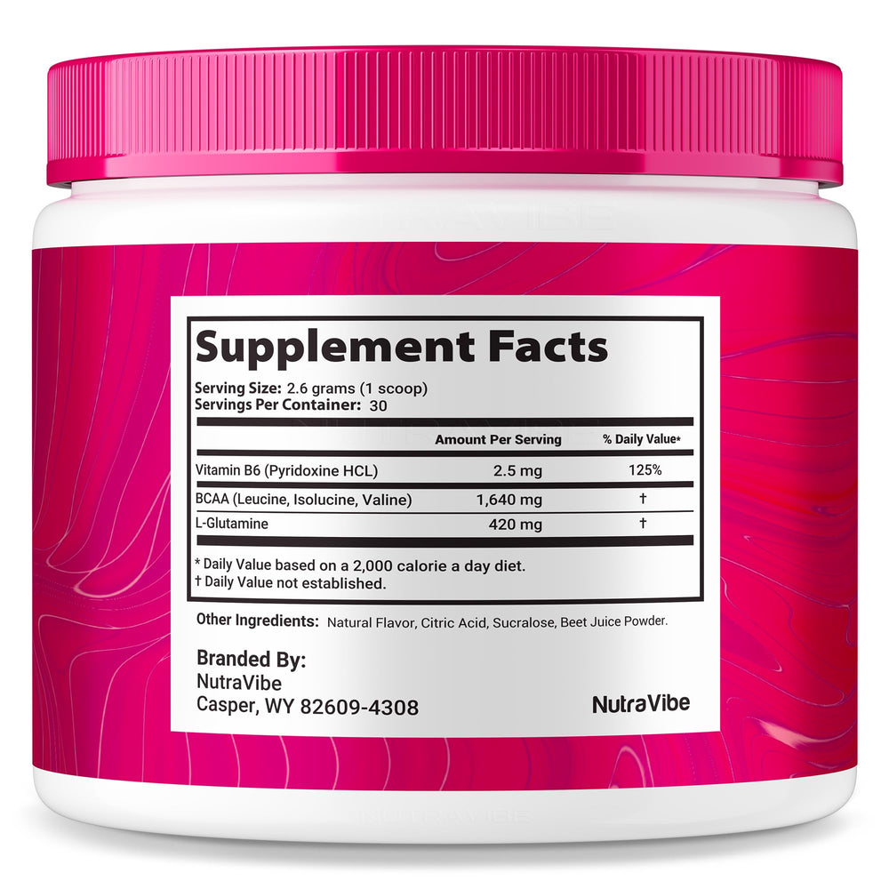 NutraVibe Pink Salt Blend powder adds flavor with mineral balance for workouts.