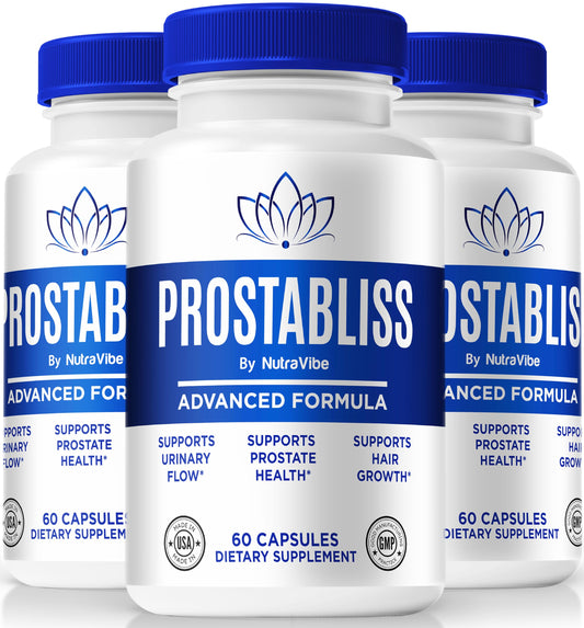 NutraVibe Prostabliss bottle with capsules for potential daily bladder comfort