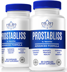 NutraVibe Prostabliss bottle front with capsules for daily energy support.