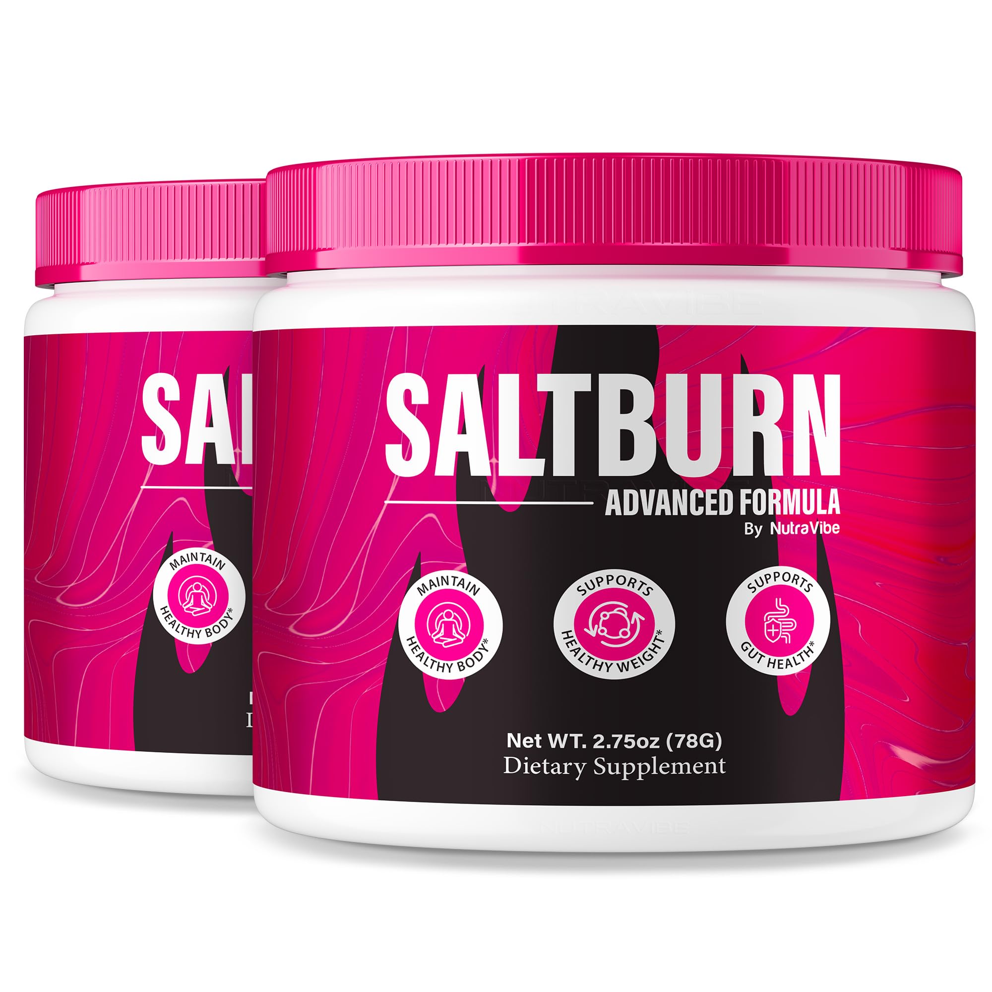 NutraVibe Salt Burn Powder in tub provides quick hydration and energy support.