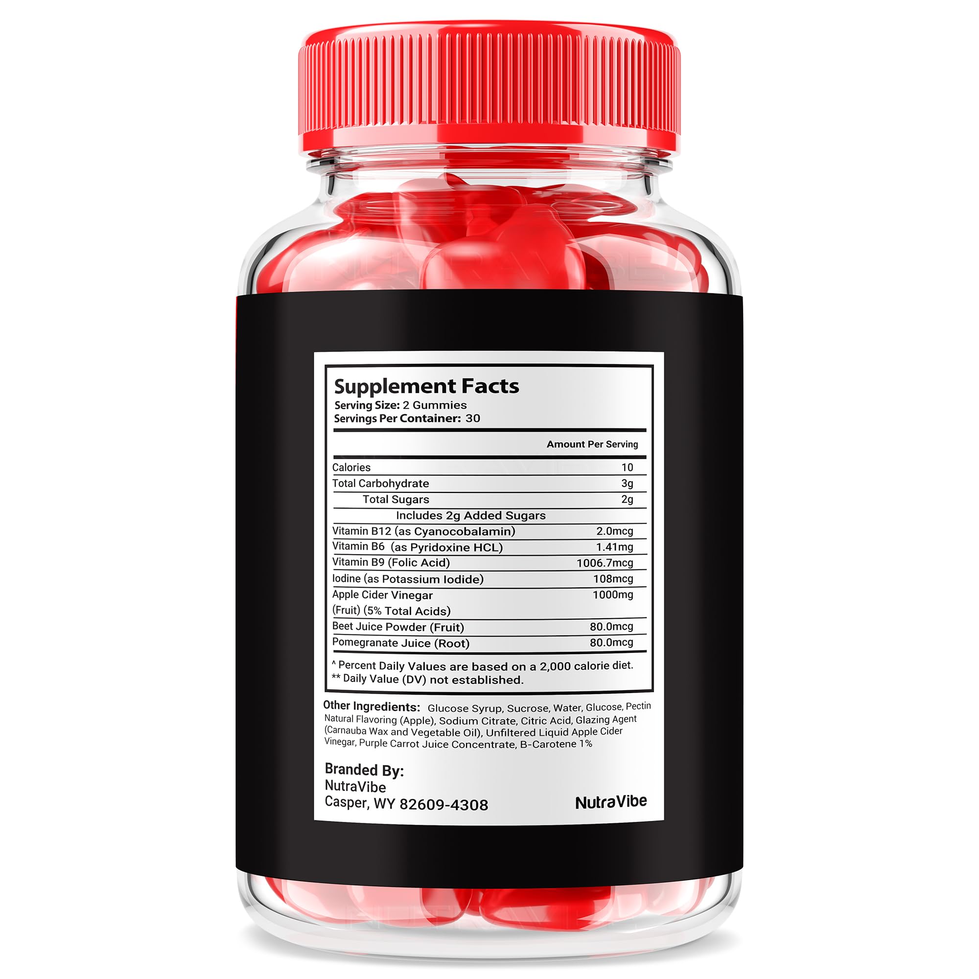 NutraVibe Titan Max bottle closeup highlighting natural ingredients.