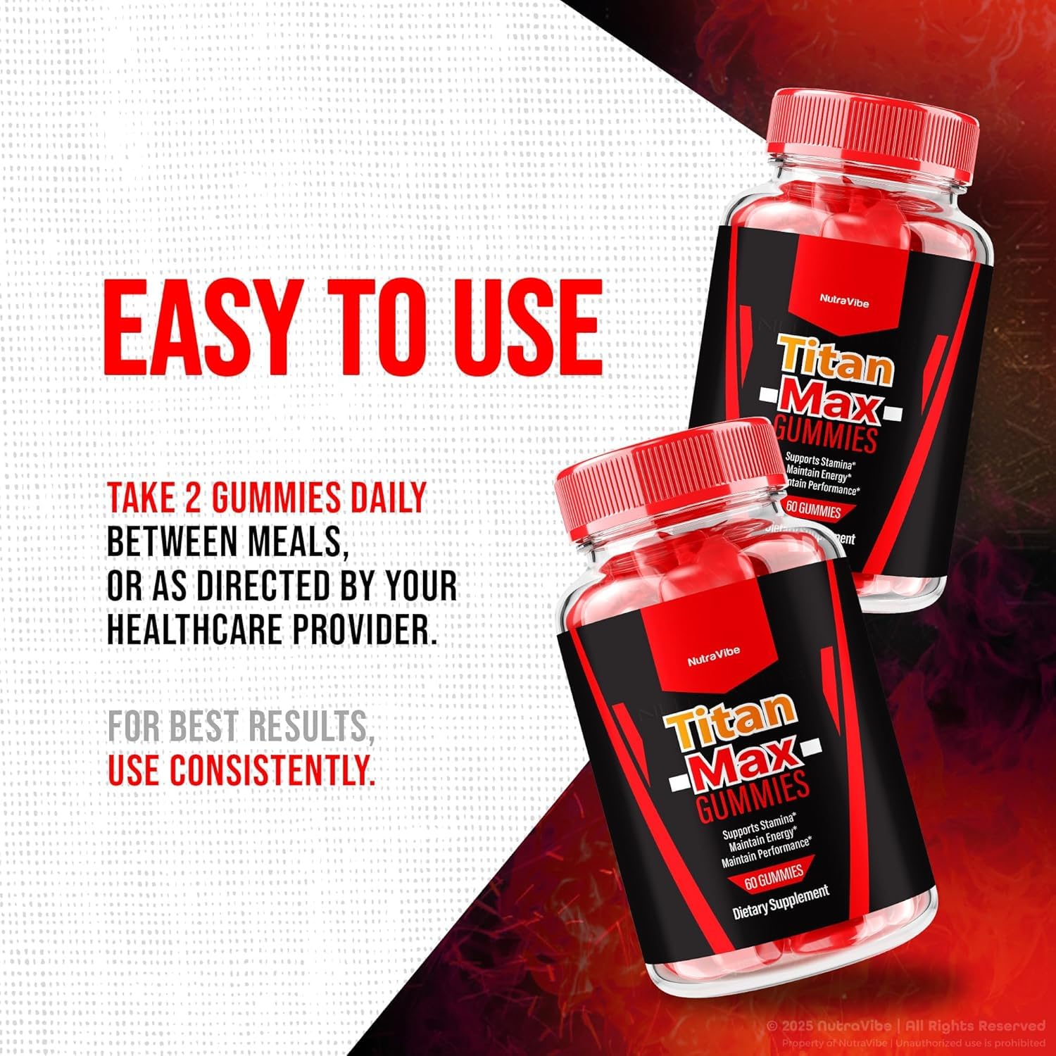NutraVibe Titan Max box-front showcases premium packaging and product lineup.