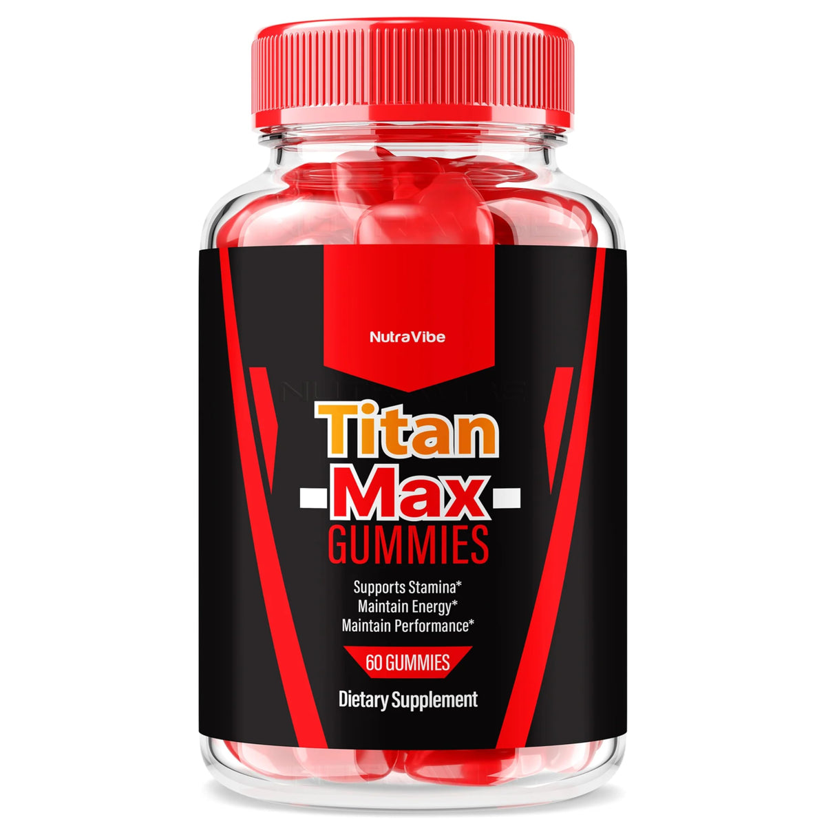 NutraVibe Titan Max gummies bottle for daily energy-support on the go.