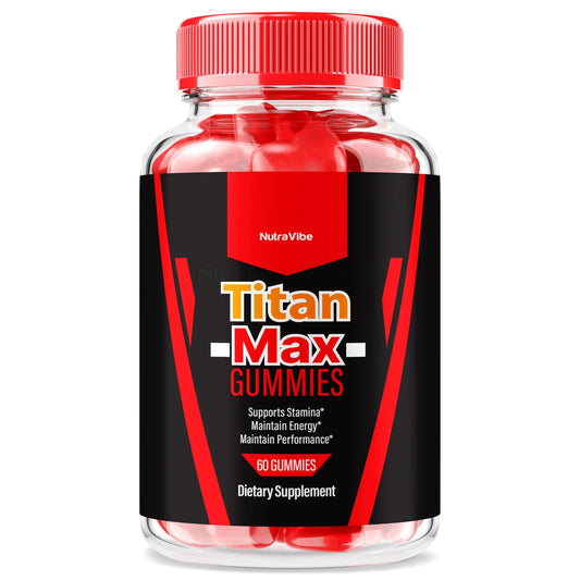 NutraVibe Titan Max gummies bottle for daily energy-support on the go.