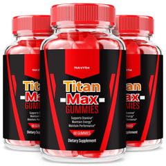 NutraVibe Titan Max gummies pack front, tasty energy support.
