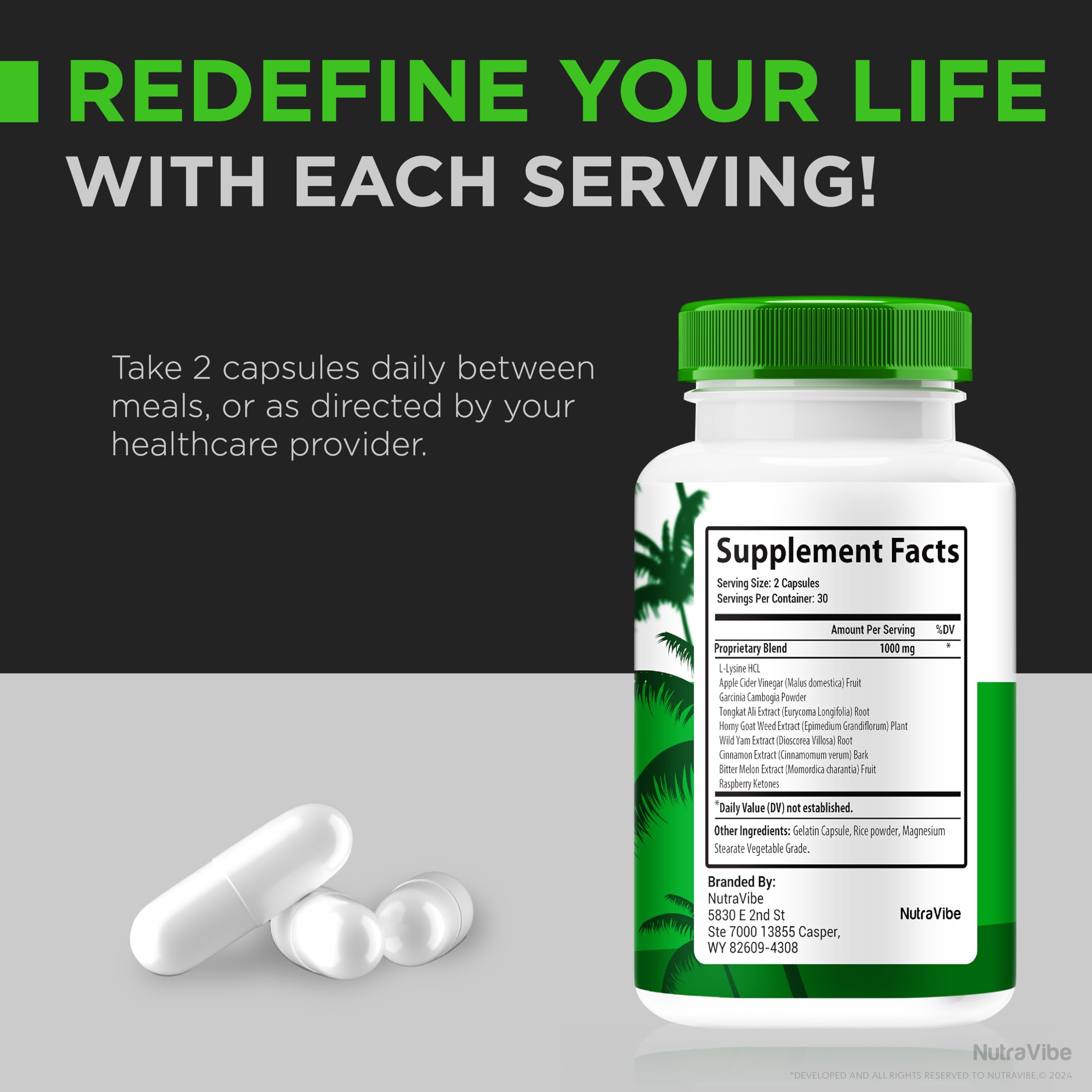 NutraVibe Tropical Rise 3-pack display for ongoing regimen.