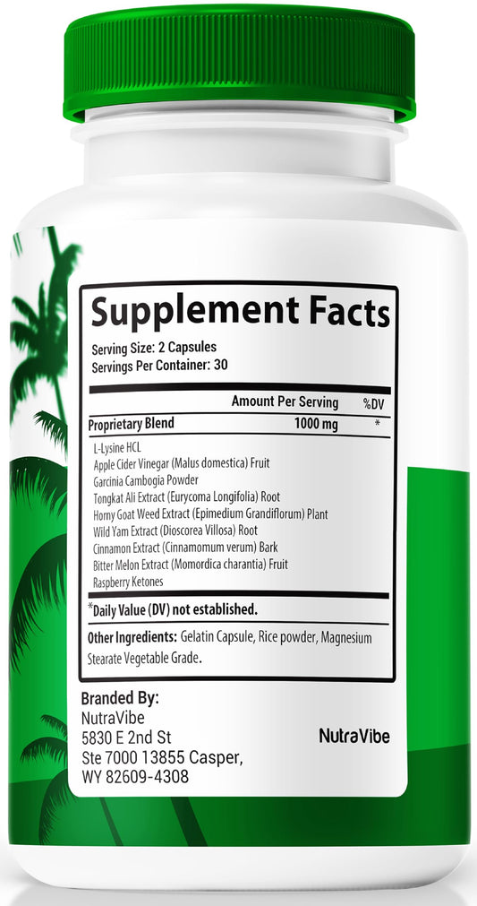 NutraVibe Tropical Rise capsules 2-pack, convenient part of a men's wellness routine.