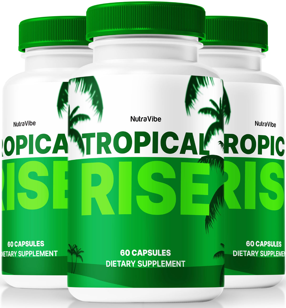 NutraVibe Tropical Rise capsules bottle ready for daily wellness support.