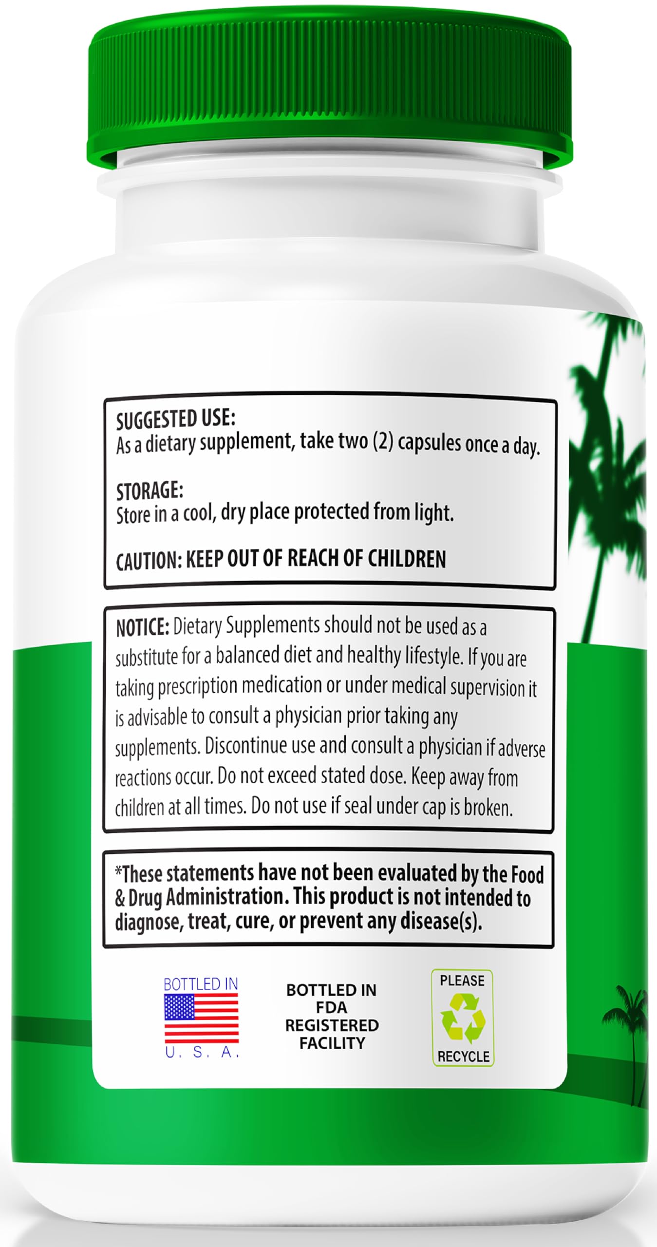 NutraVibe Tropical Rise capsules inside view emphasizes 180-cap supply for routine.