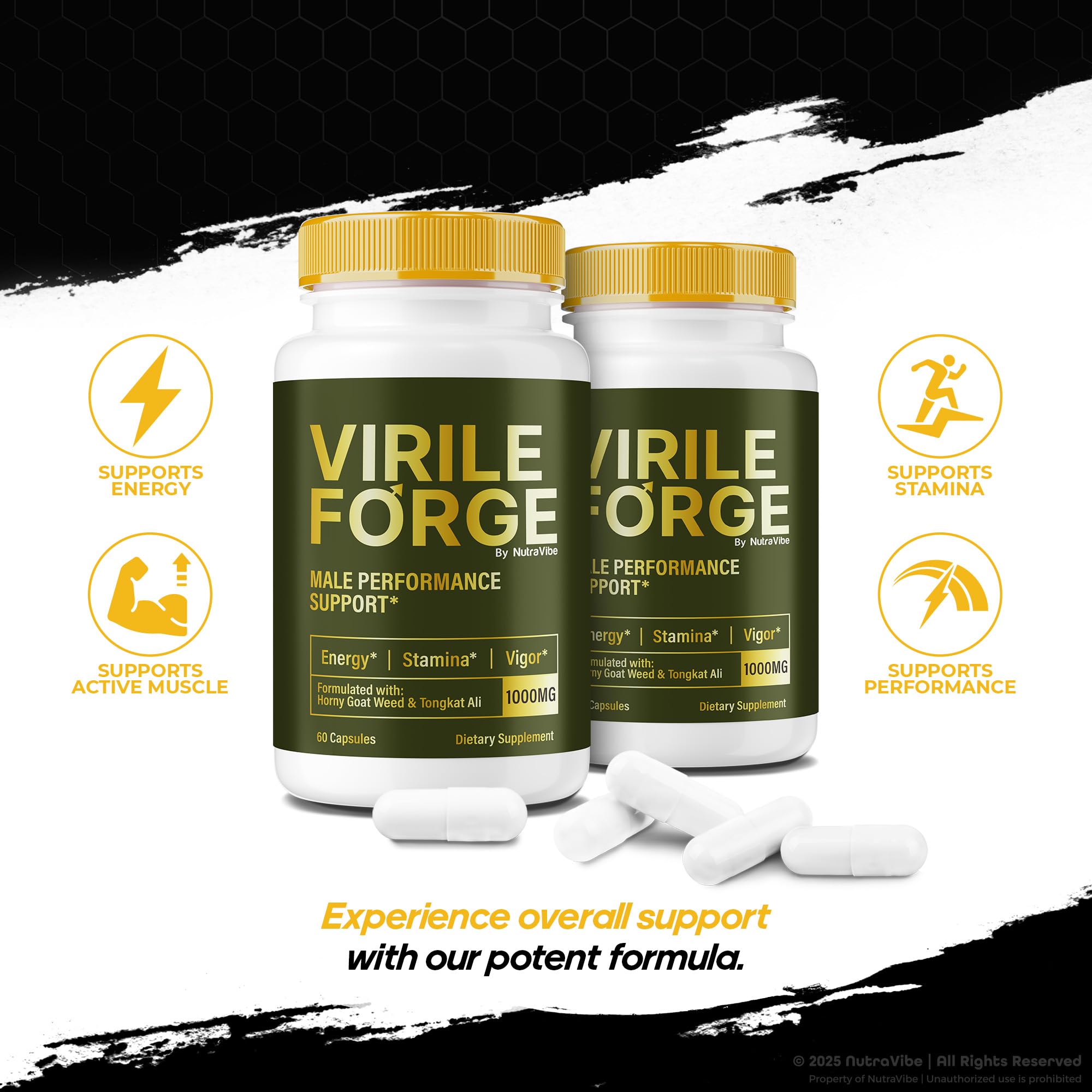 NutraVibe Virile Forge packaging box on display for gifting and shelf appeal.