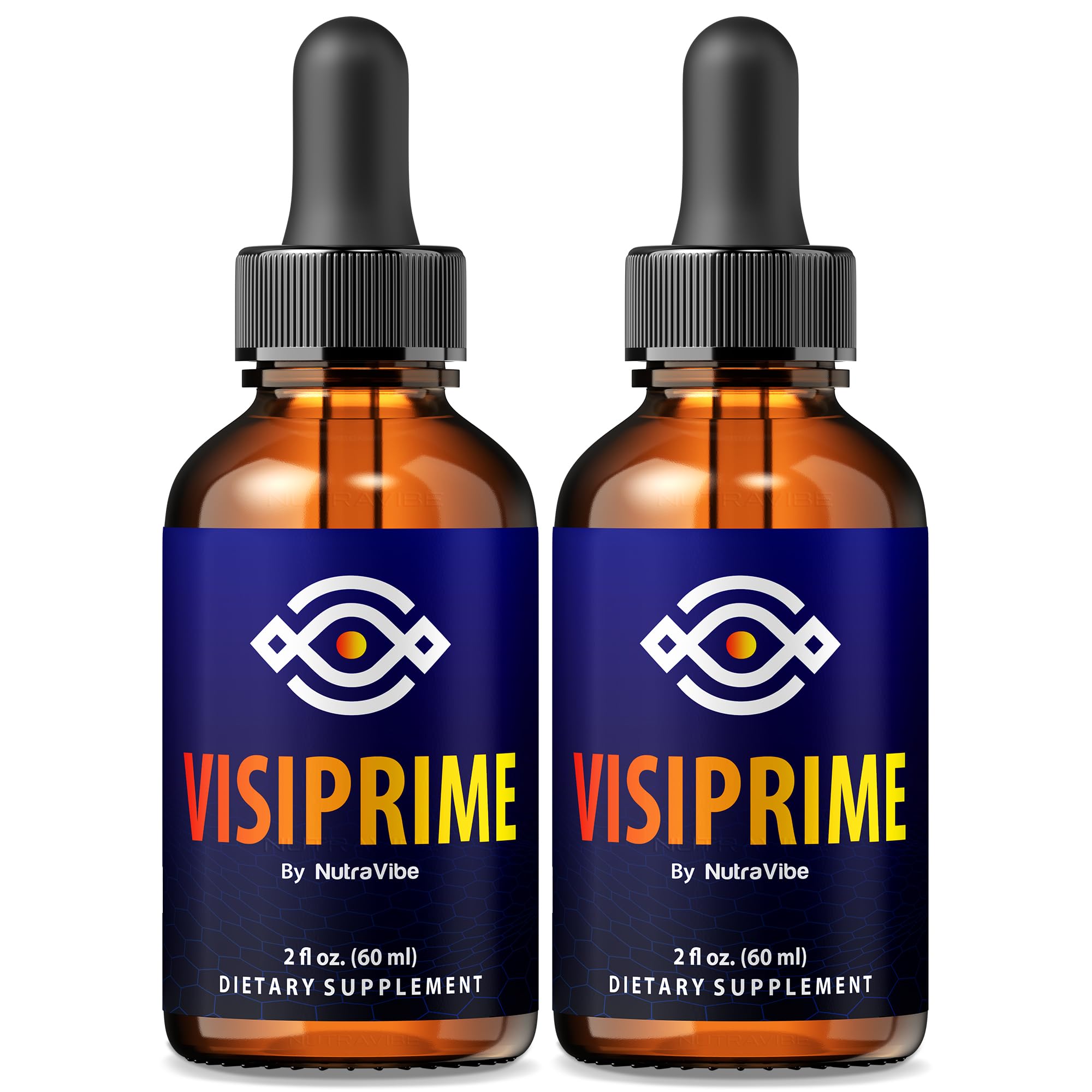 NutraVibe Visiprime Eye Drops bottle on a desk for daily eye care.