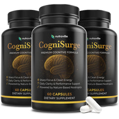 Nutraville CogniSurge bottle front promoting daily mental support.