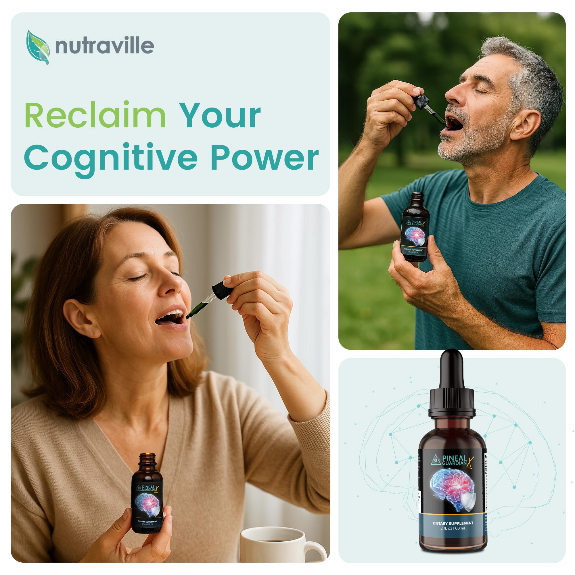 Nutraville Pineal Guardian X three-pack on desk for ongoing cognitive support.
