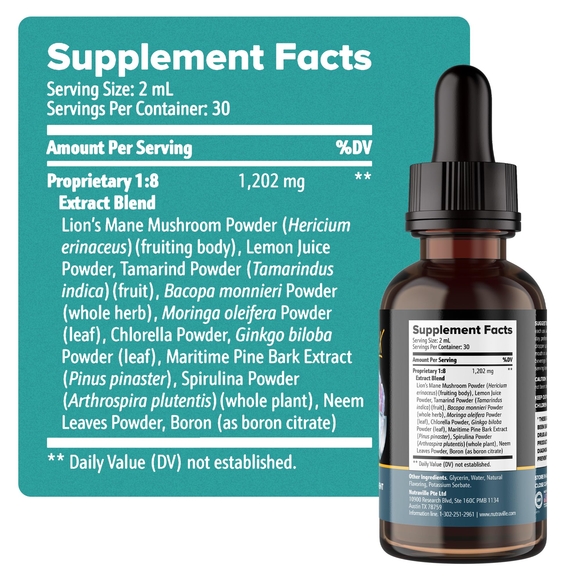 Nutraville Pineal Guardian X pour action shown for easy dosing.