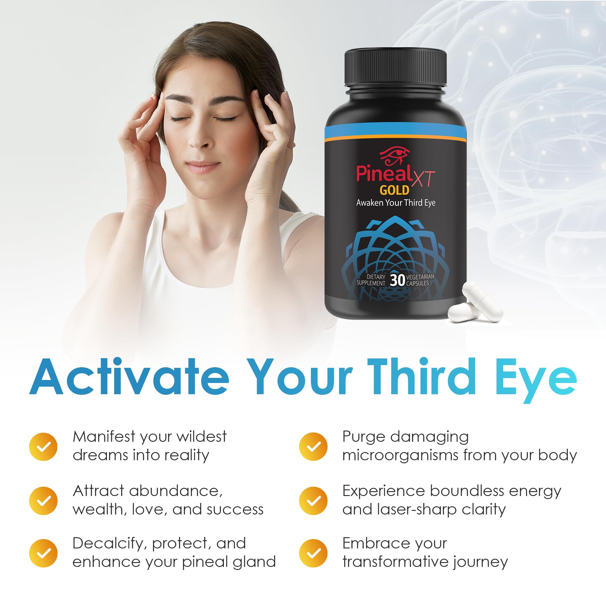 Nutraville Pineal XT Gold bottle in a morning routine setup