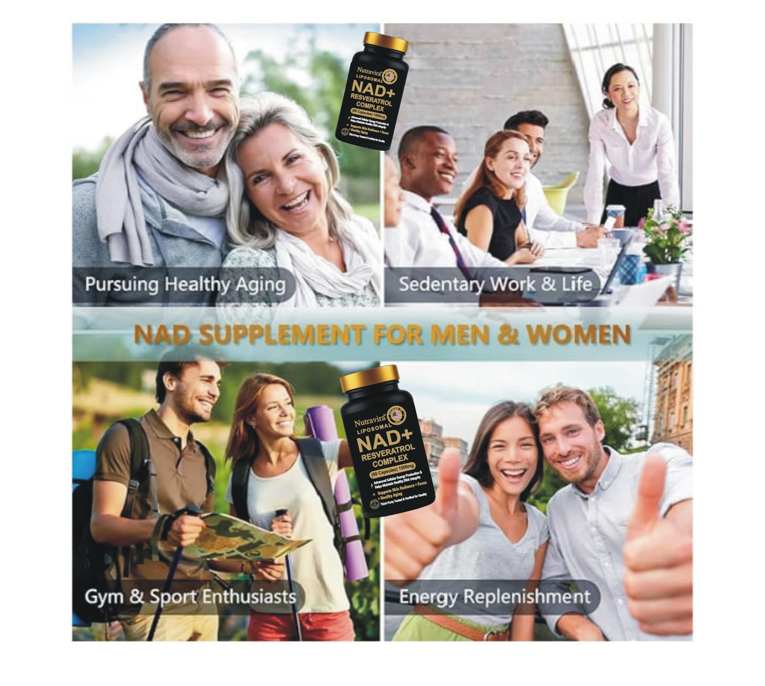 Nutravira gluten-free and non-GMO icons on label