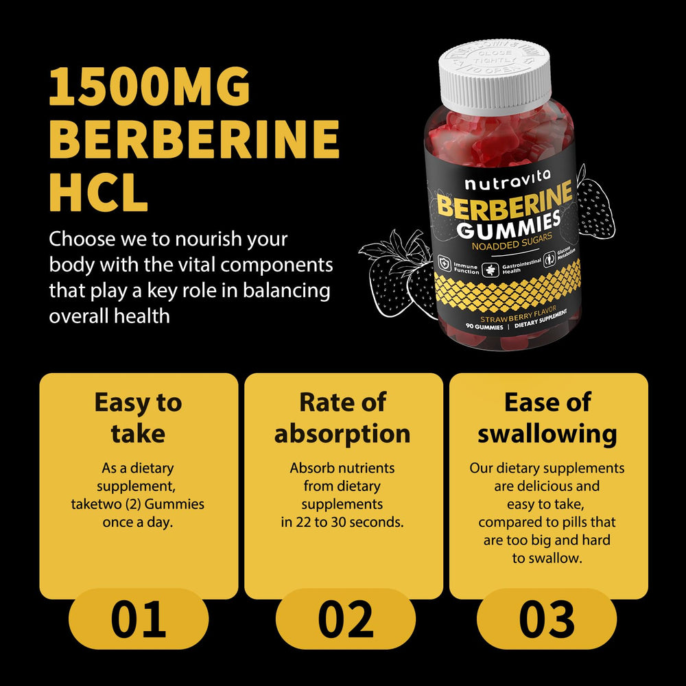 6-in-1 formula graphic for Nutravita Berberine Gummies