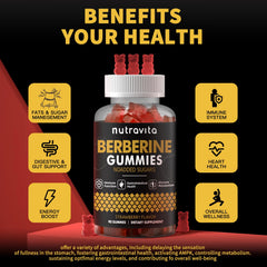 Ingredients panel showing berberine HCL cinnamon turmeric milk thistle vitamin B12 and magnesium