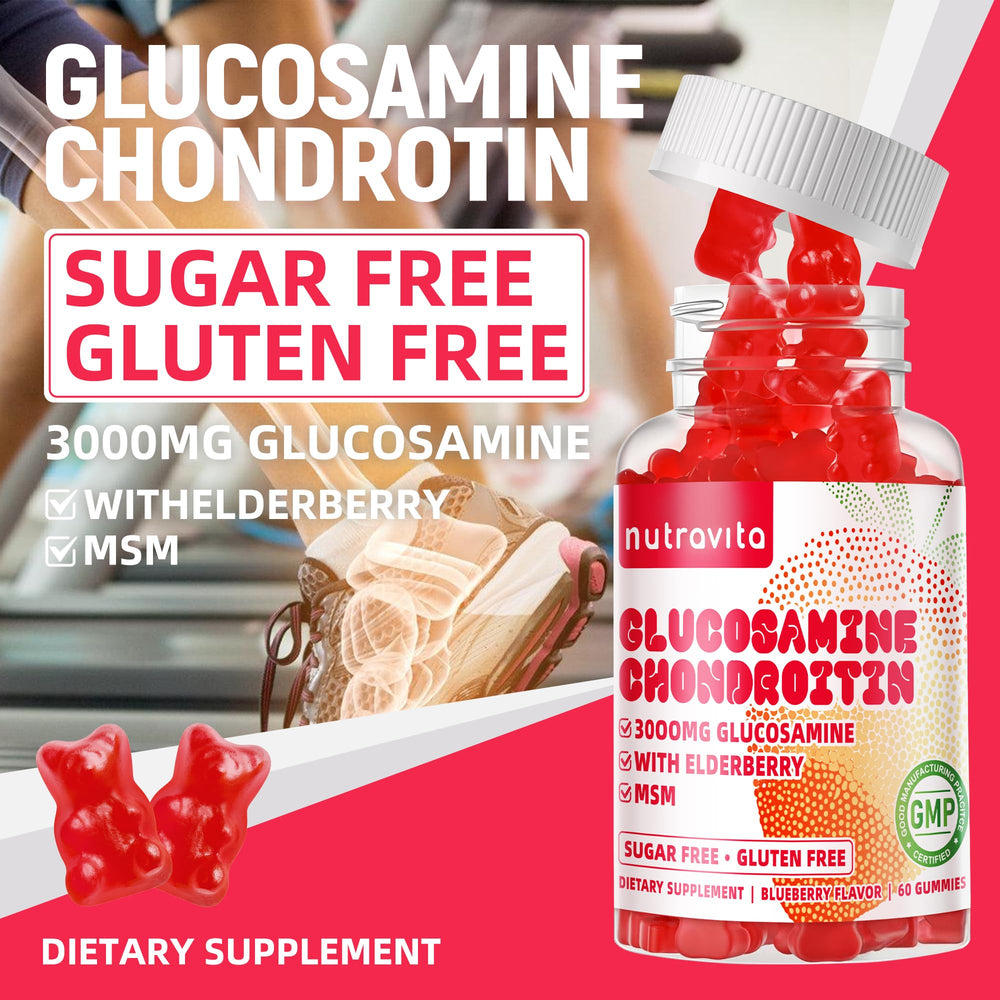 Nutravita glucosamine chondroitin gummies open bottle for convenient on-the-go use