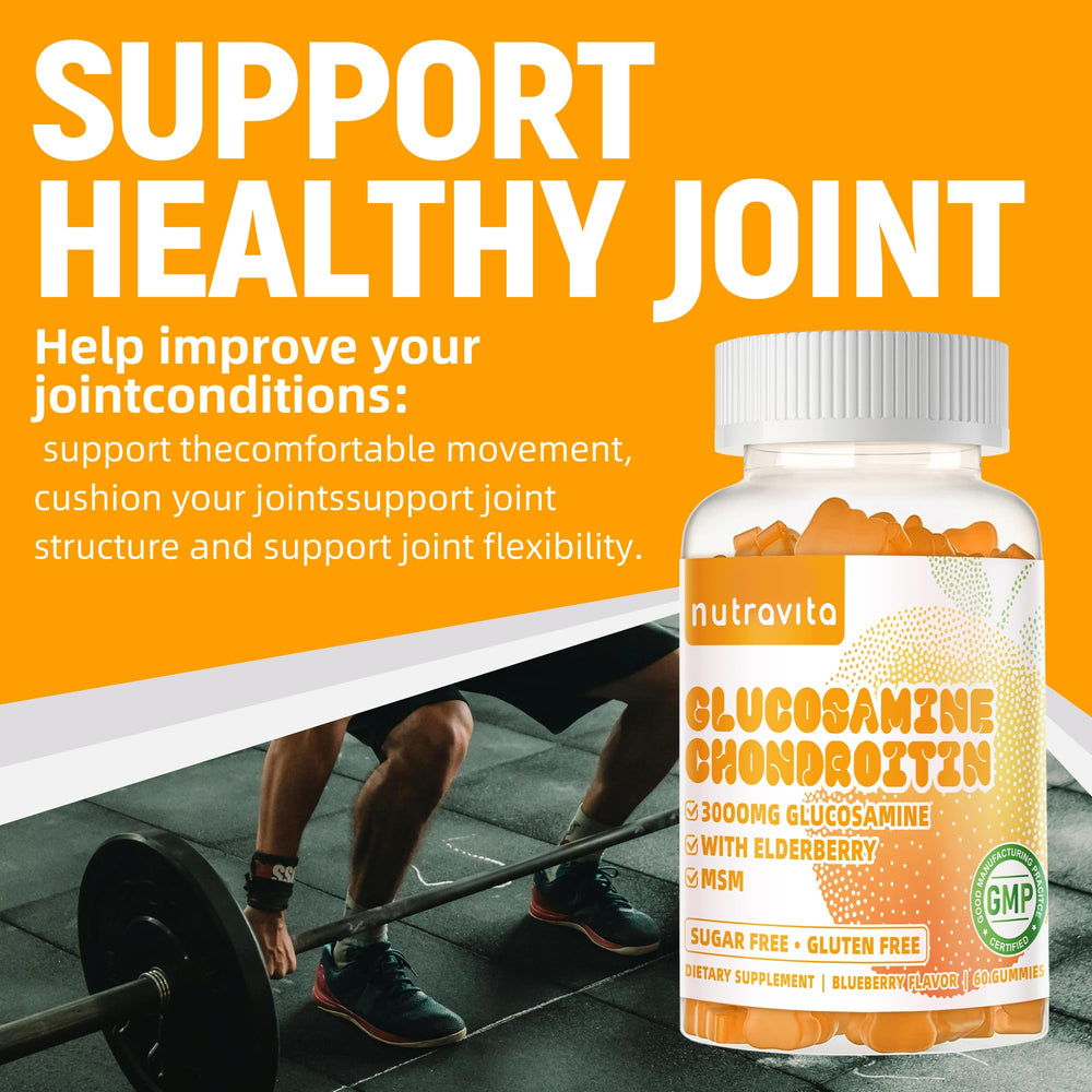 Nutravita ingredients panel shows glucosamine, chondroitin and MSM