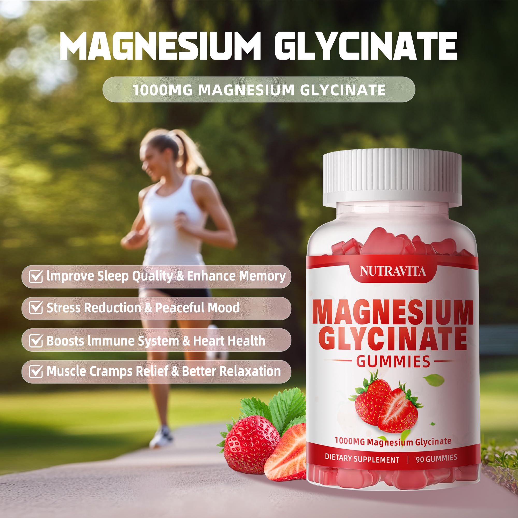 Nutravita Magnesium Glycinate Gummies packaging on countertop for daily routine.