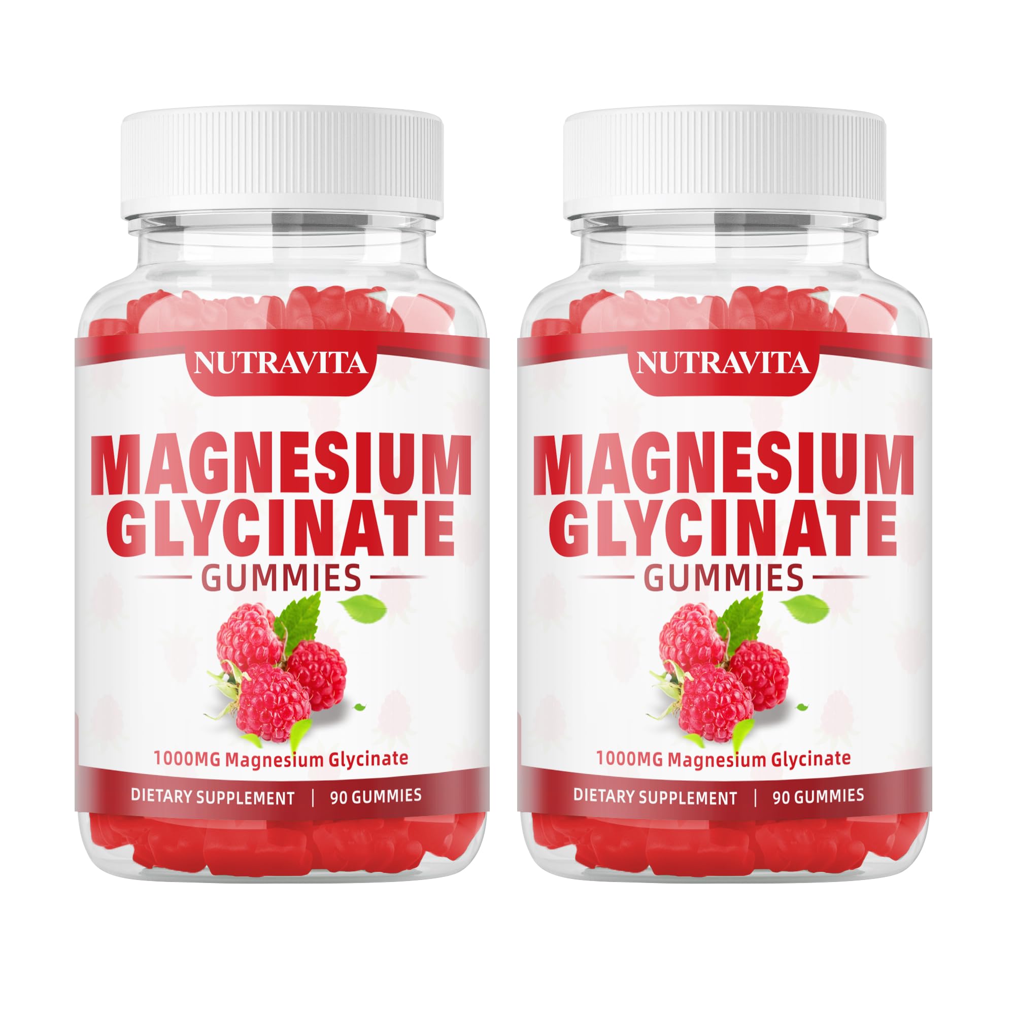 Nutravita Magnesium Glycinate Gummies bottle highlighting raspberry flavor for memory support