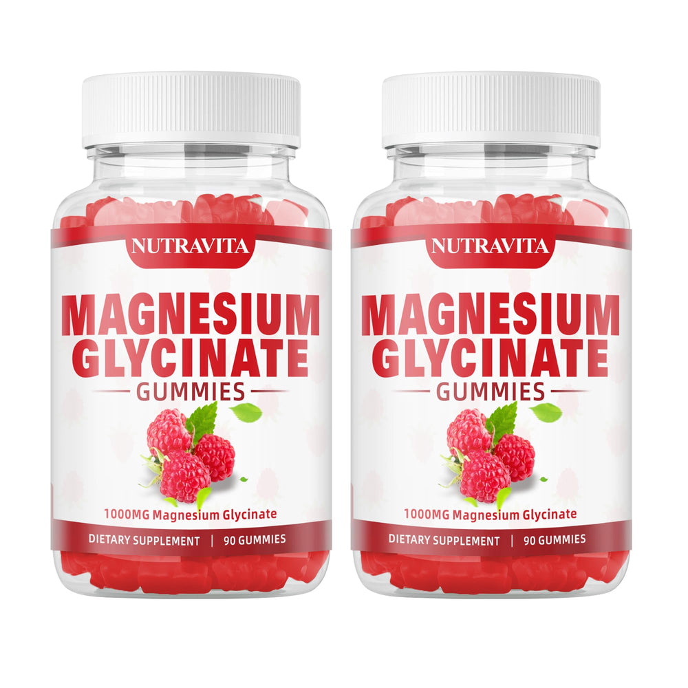 Nutravita Magnesium Glycinate Gummies bottle highlighting raspberry flavor for memory support