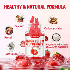 Nutravita Magnesium Glycinate Gummies raspberry texture closeup for easy chewing.