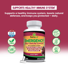 NutraviX elderberry capsules close-up highlighting vegan, easy-to-swallow capsules.
