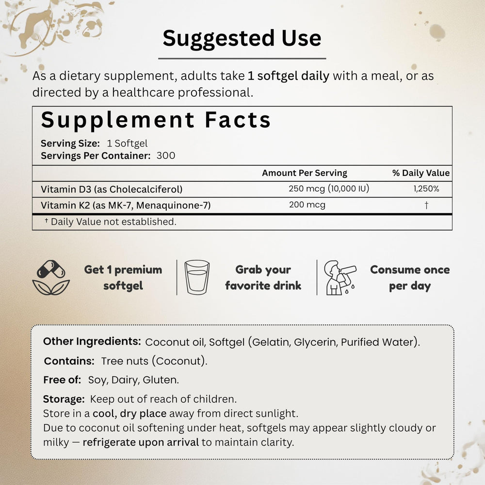 NutraVora D3 K2 daily-use softgels for simple supplementation.