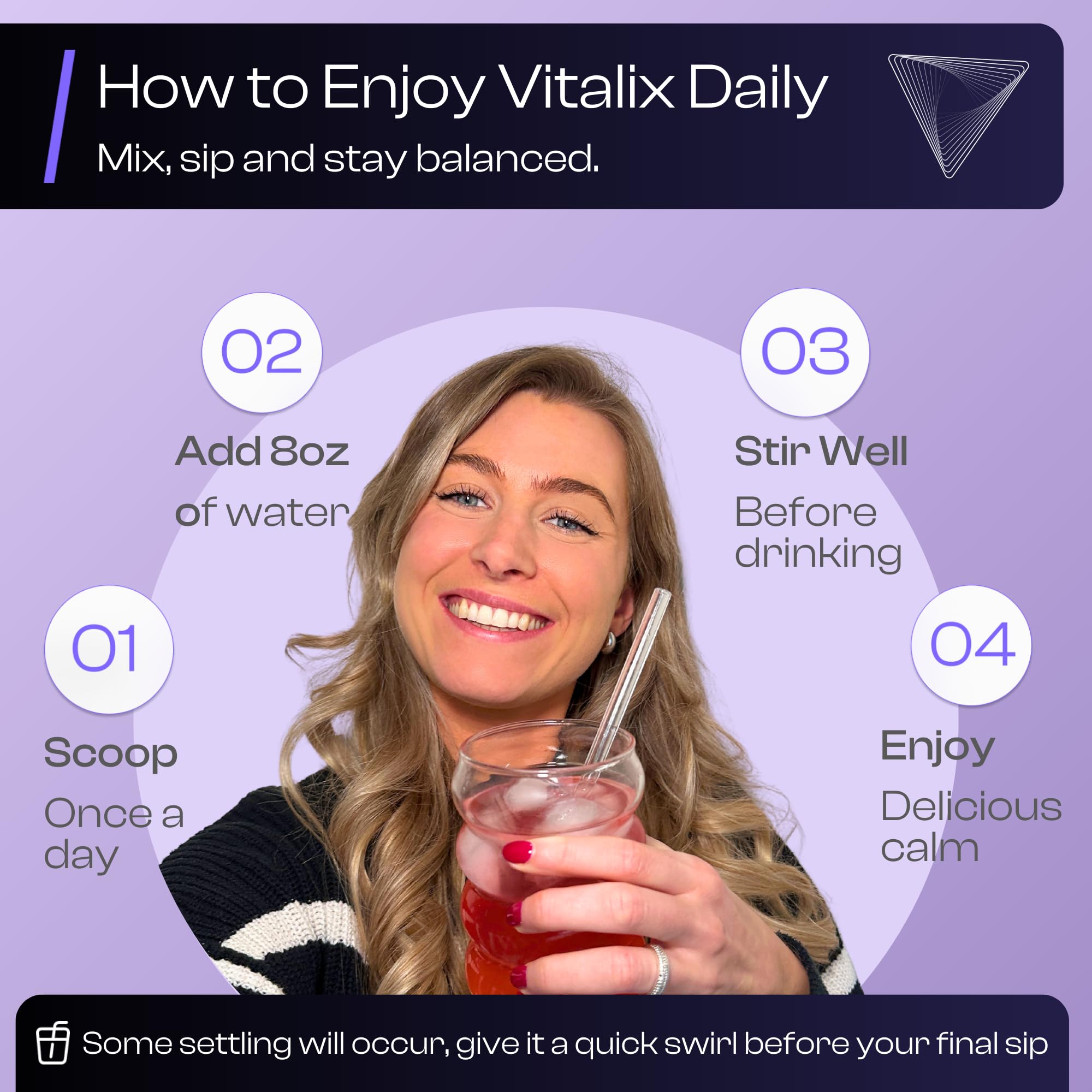 NutraVos Vitalix L-theanine highlight for focus and relaxation.
