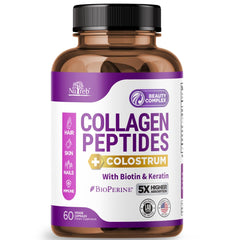 Nutreb Collagen bottle pour showing convenient daily beauty support.