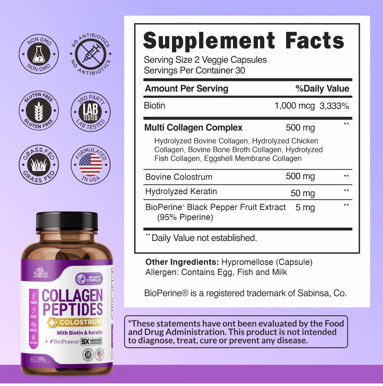 Nutreb Collagen capsules closeup highlighting easy daily supplement.
