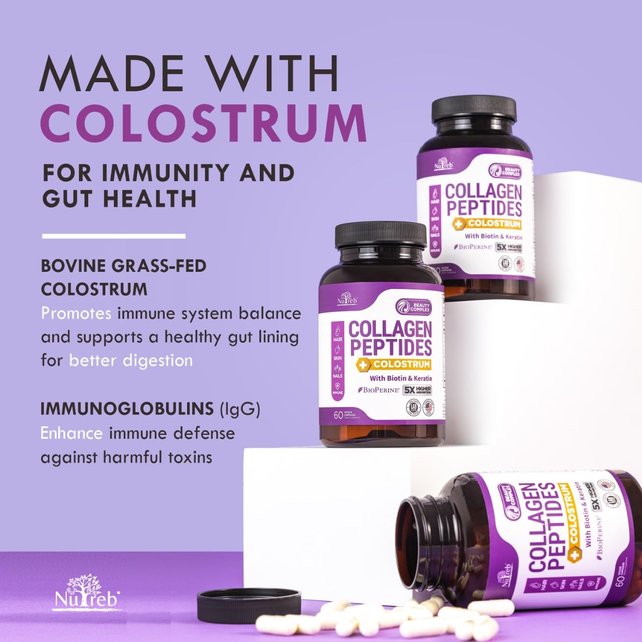 Nutreb Collagen skin glow focuses on hydration and elasticity.