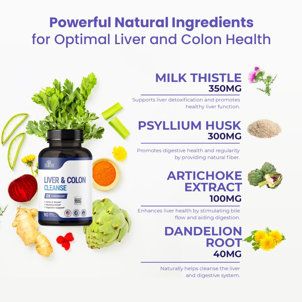 Nutreb vegan capsules close-up with clean, GMO-free ingredients.
