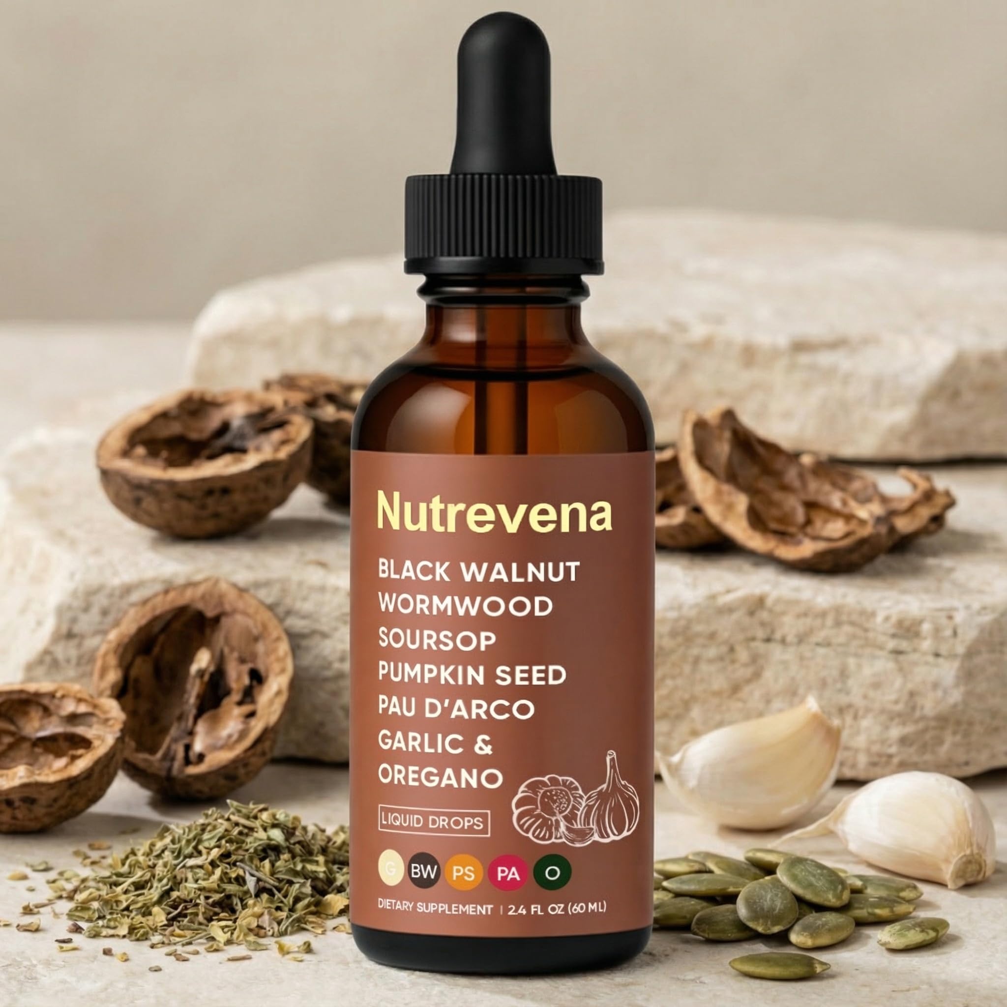 Nutrevena Gut Cleanse packaging box on display with clean ingredients.