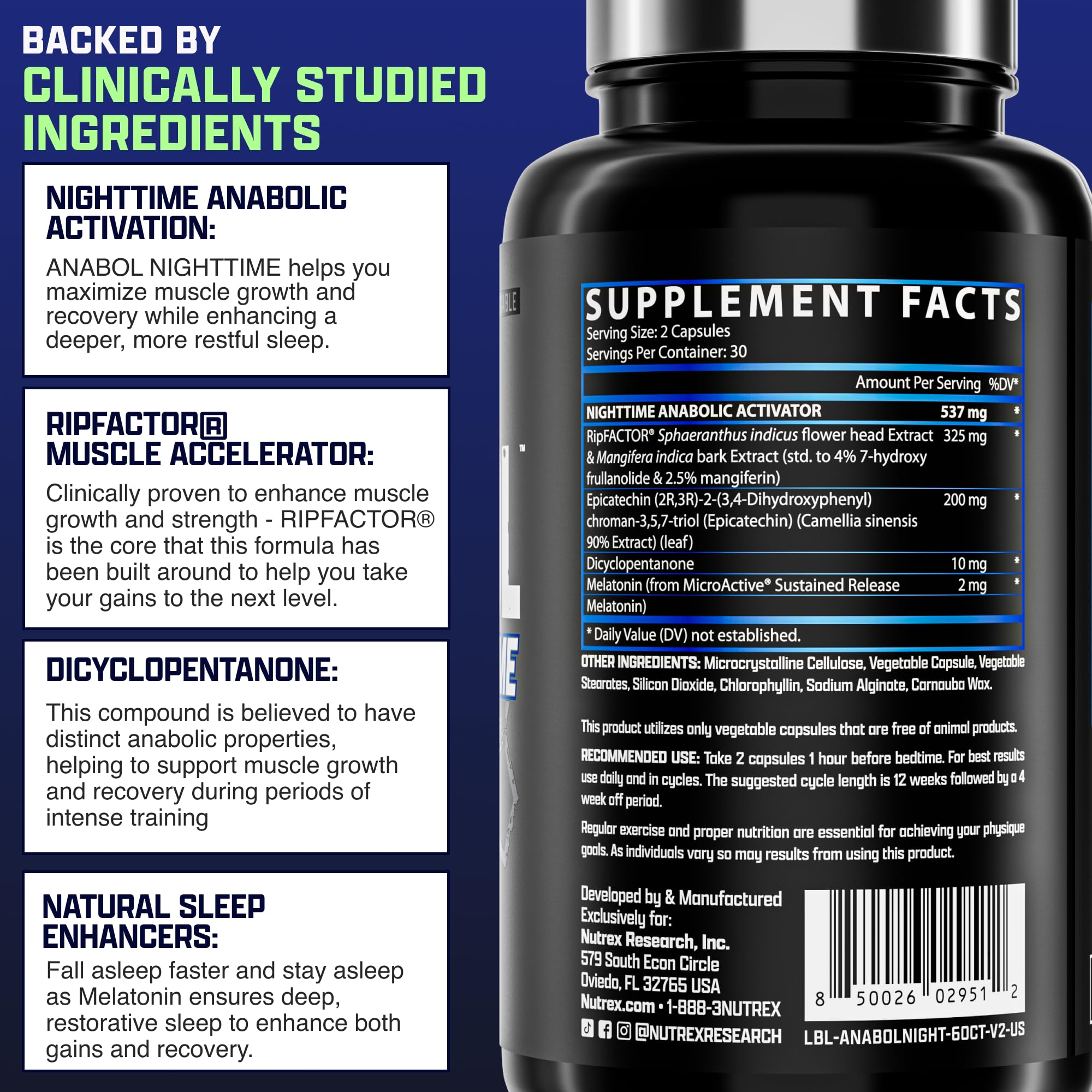 Nutrex Anabol PM Epicatechin ingredient close-up highlighting potential muscle support.