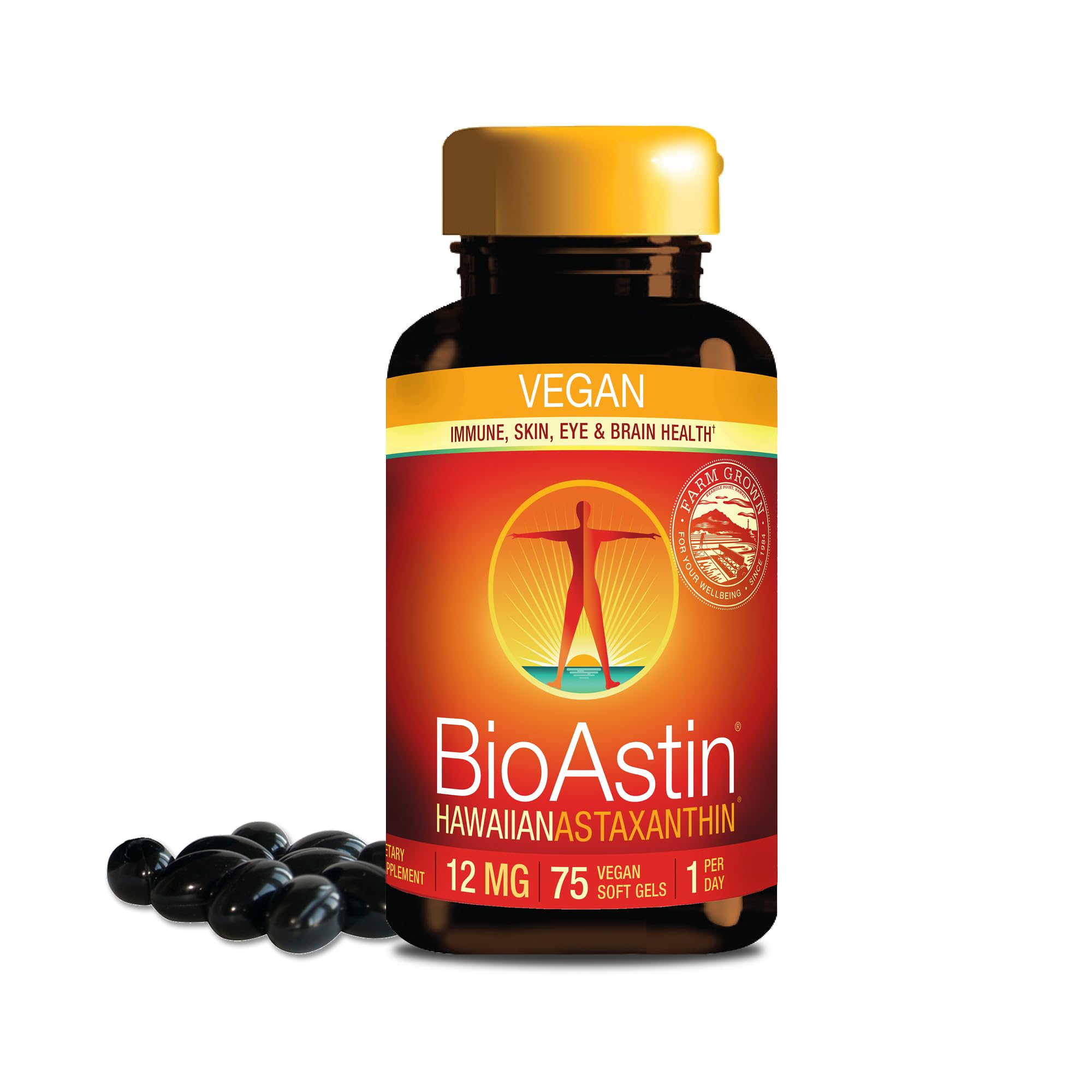 Nutrex Hawaii BioAstin bottle front label showing natural antioxidant content for immune support