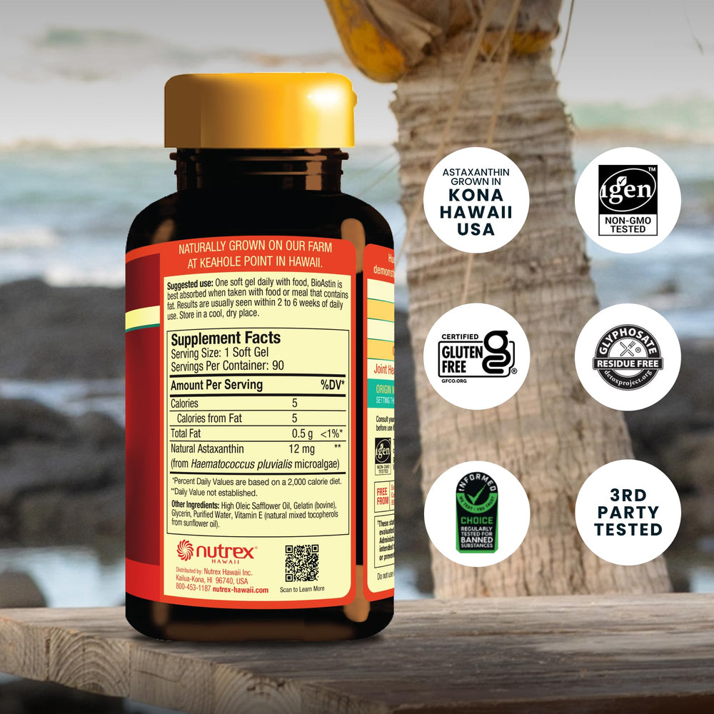 Nutrex Hawaii BioAstin softgels closeup highlighting rich color and easy intake