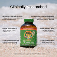Nutrex Hawaii spirulina packaging label emphasizes non-GMO, vegan, and pure origins.