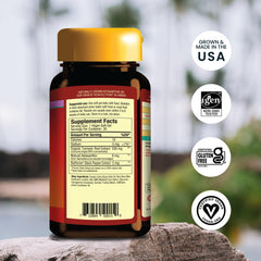 Nutrex Hawaii TurmericAstin capsules close-up showing vegan softgels for daily use.