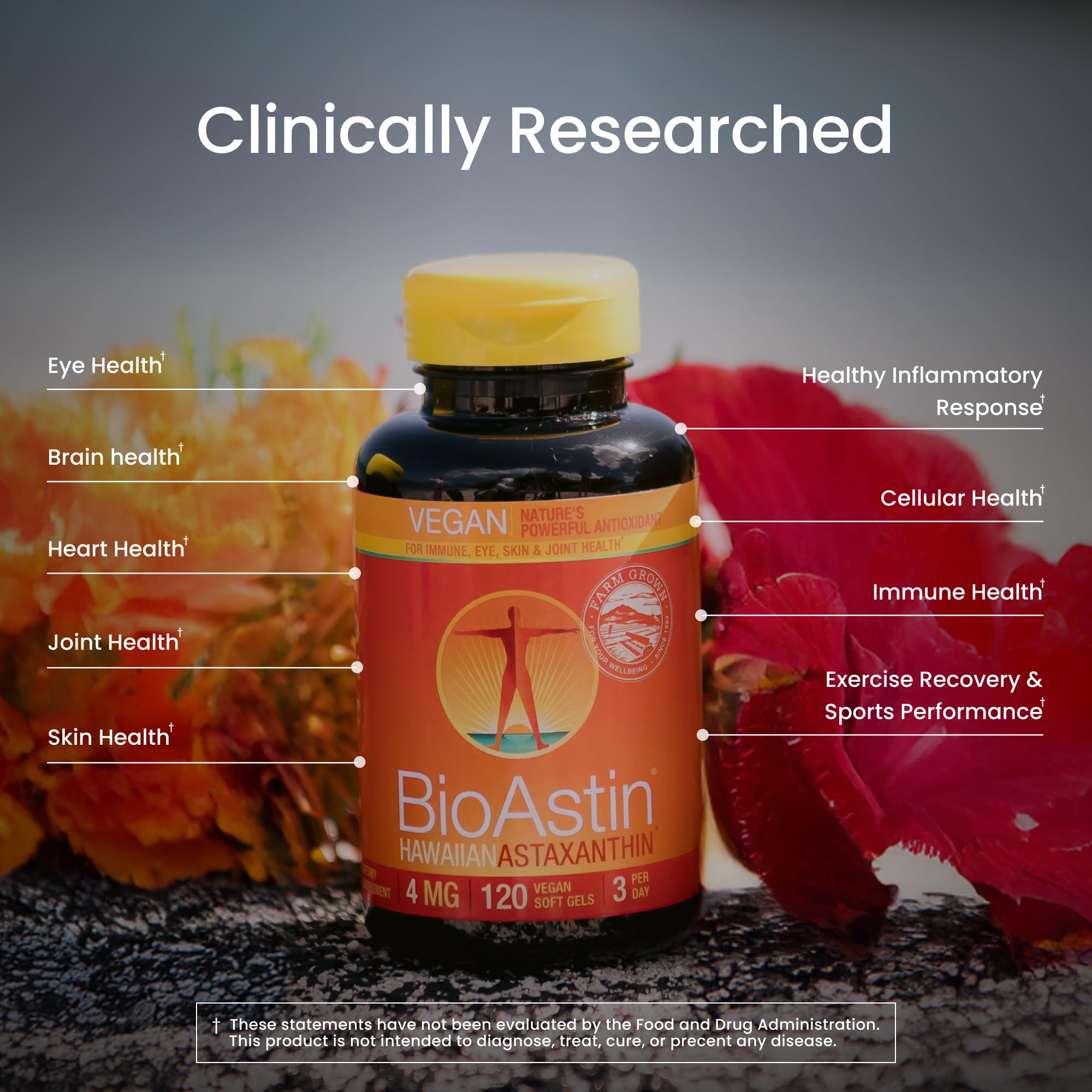 Nutrex Hawaii BioAstin ingredients panel showing allergen-free formula.
