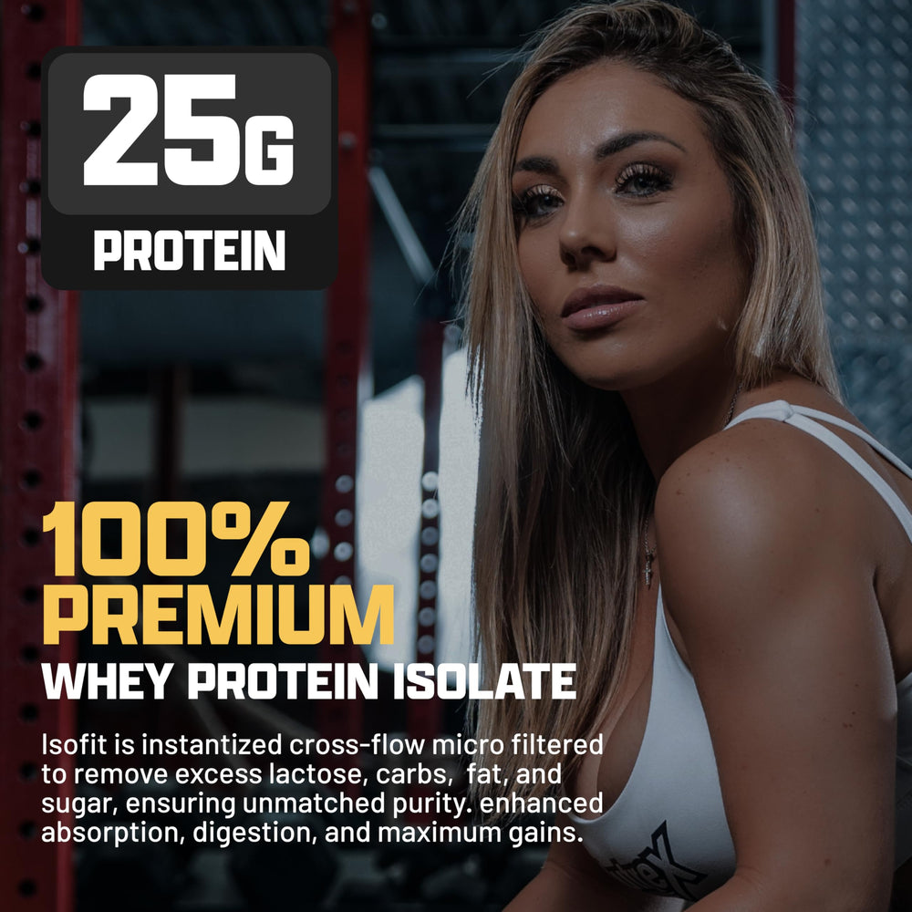Nutrex IsoFit shake in glass demonstrates easy mixability and smooth texture