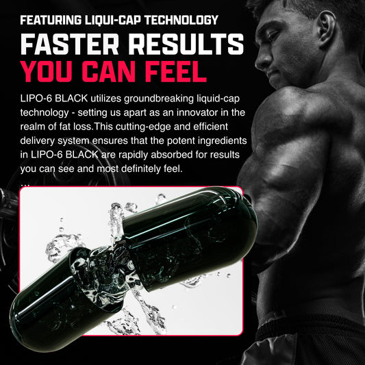 Nutrex Lipo-6 Black Max bottle label closeup showing branding and key formula notes.