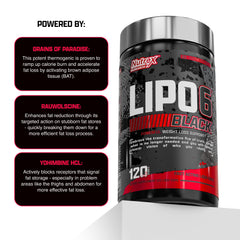 Nutrex Lipo-6 Black Max in a workout scene for energized training sessions.