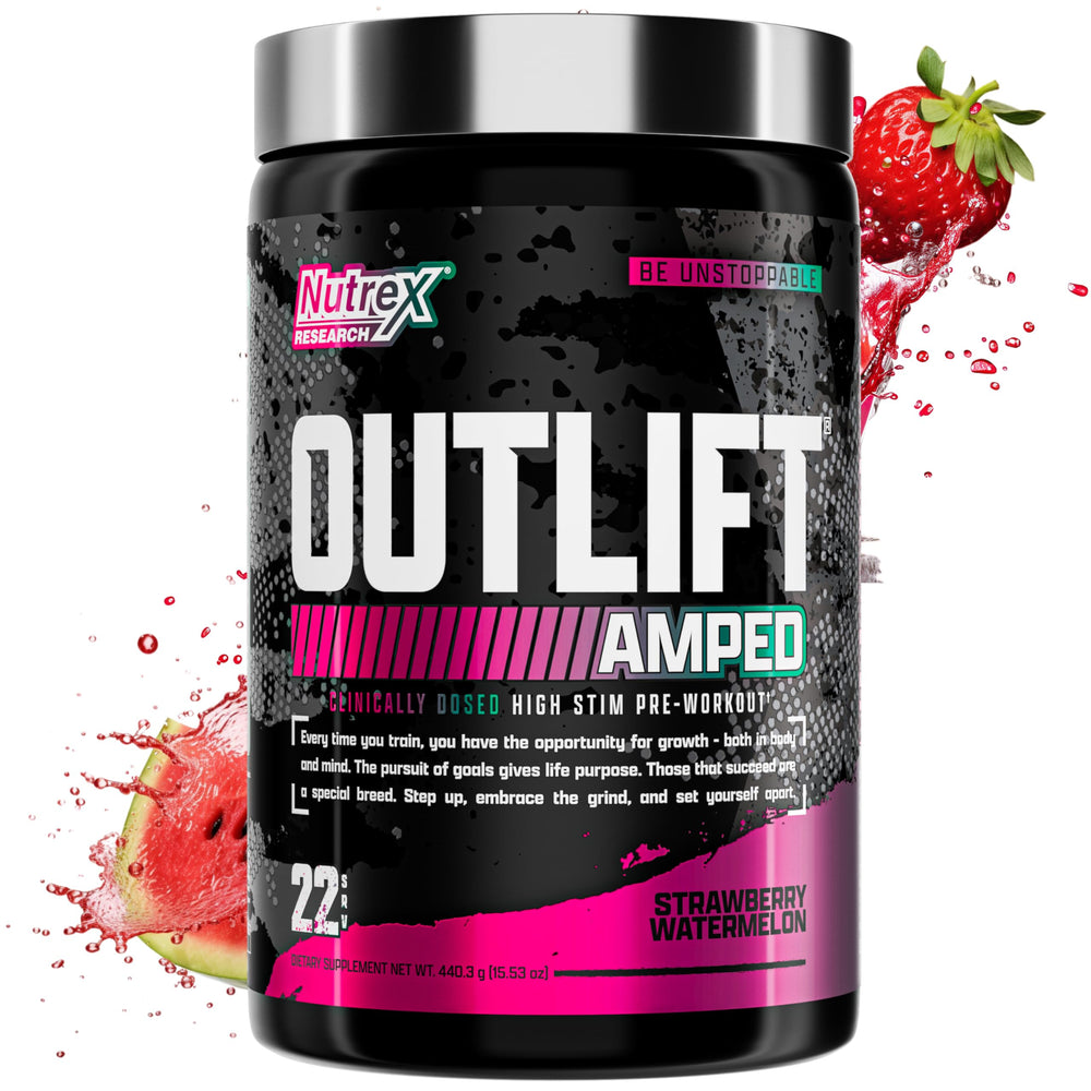 Nutrex OUTLIFT Amped bottle showcases high-stim formula for intense workouts