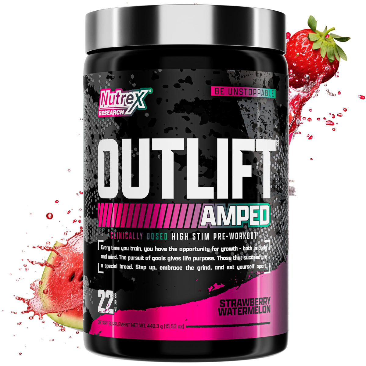 Nutrex OUTLIFT Amped bottle showcases high-stim formula for intense workouts