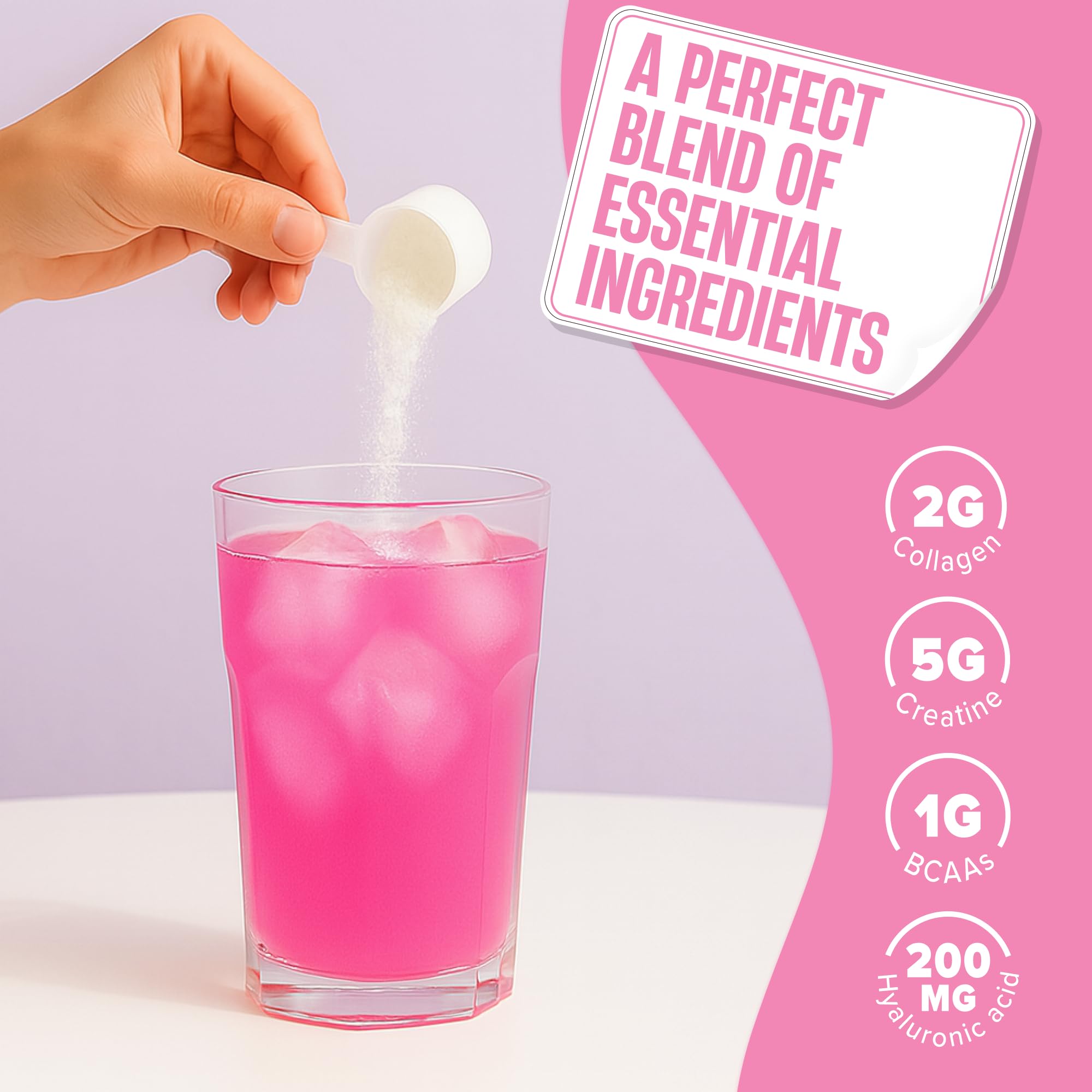 Collagen and BCAAs in Nutrex Creatine Women blend for recovery.