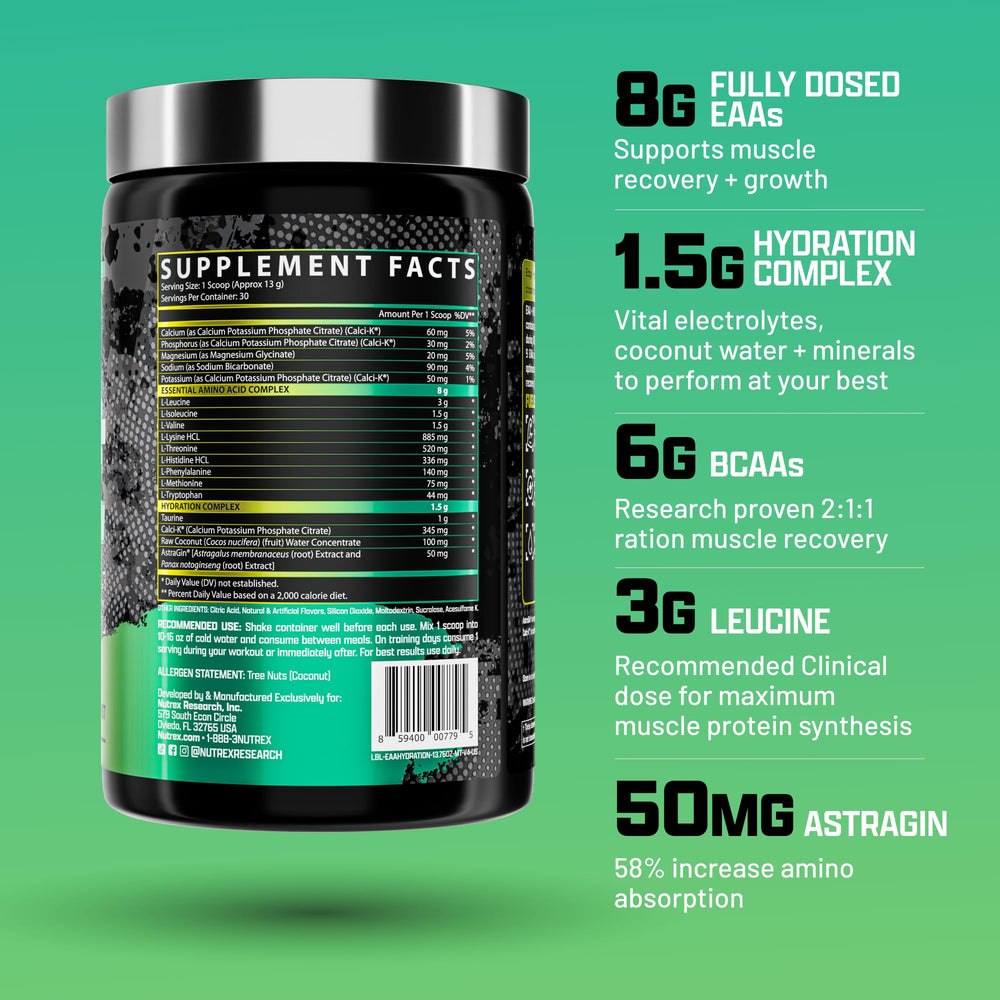 Glass of Maui Twist flavor EAA Hydration showing mix for intra-workout use